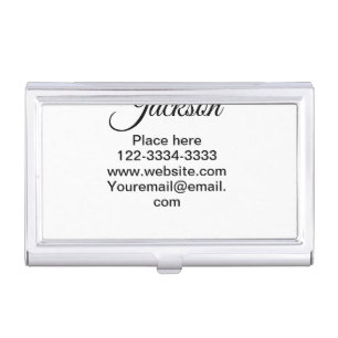 Simple minimal add your name text place city phone business card case