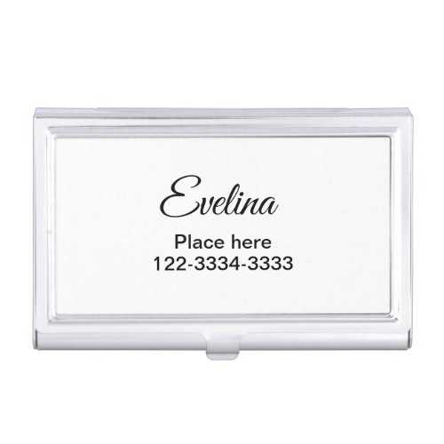 Simple minimal add your name text place city phone business card case