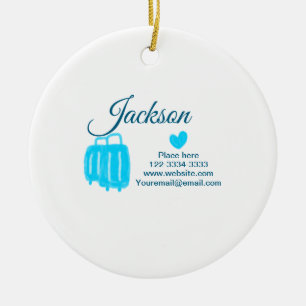 Simple minimal add your name text place city phone ceramic ornament
