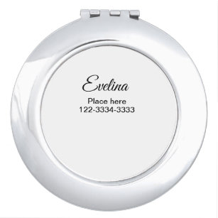 Simple minimal add your name text place city phone compact mirror