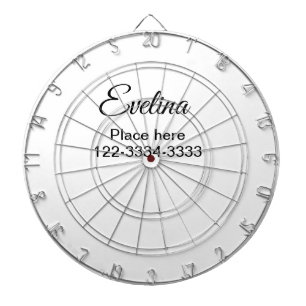 Simple minimal add your name text place city phone dart board