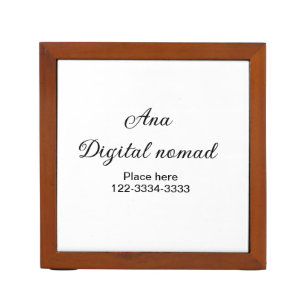 Simple minimal add your name text place city phone desk organizer