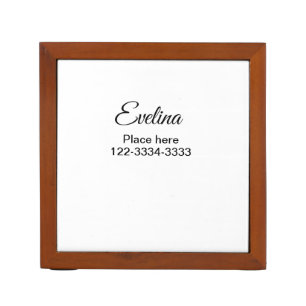 Simple minimal add your name text place city phone desk organizer
