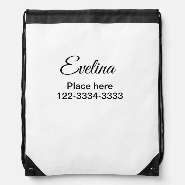 Simple minimal add your name text place city phone drawstring bag (Front)