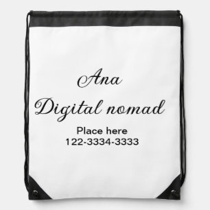 Simple minimal add your name text place city phone drawstring bag