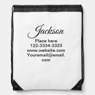 Simple minimal add your name text place city phone drawstring bag