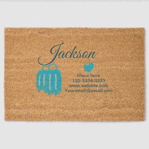 Simple minimal add your name text place city phone fiber doormat