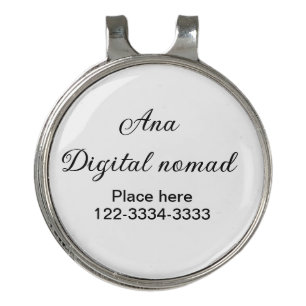 Simple minimal add your name text place city phone golf hat clip