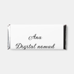 Simple minimal add your name text place city phone hershey bar favors