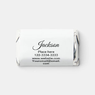 Simple minimal add your name text place city phone hershey's miniatures