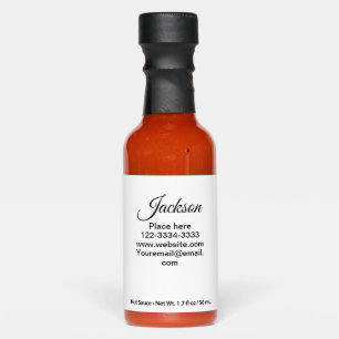 Simple minimal add your name text place city phone hot sauces