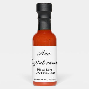Simple minimal add your name text place city phone hot sauces