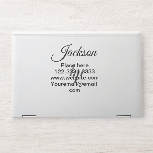 Simple minimal add your name text place city phone HP laptop skin