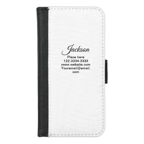 Simple minimal add your name text place city phone iPhone 87 wallet case