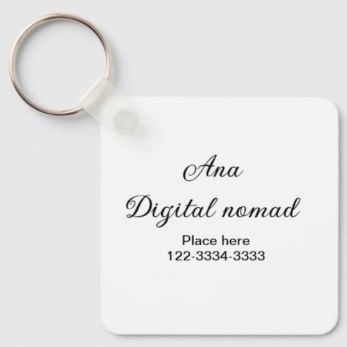 Simple minimal add your name text place city phone keychain