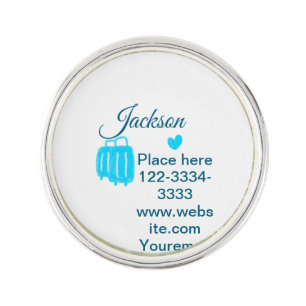 Simple minimal add your name text place city phone lapel pin