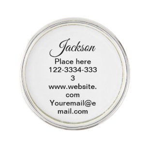 Simple minimal add your name text place city phone lapel pin