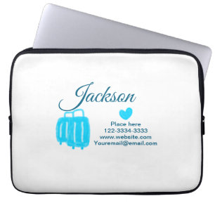 Simple minimal add your name text place city phone laptop sleeve