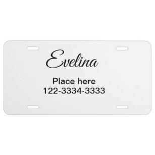Simple minimal add your name text place city phone license plate