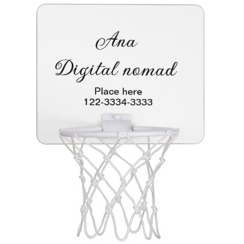 Simple minimal add your name text place city phone mini basketball hoop