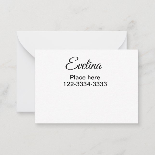 Simple minimal add your name text place city phone note card (Front)