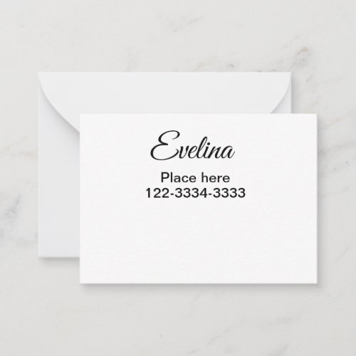 Simple minimal add your name text place city phone note card