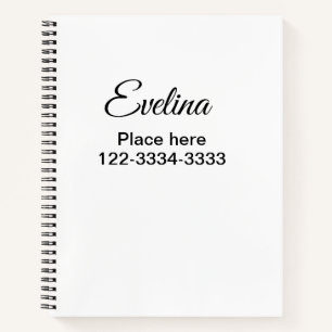 Simple minimal add your name text place city phone notebook
