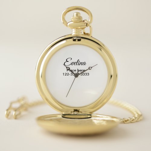 Simple minimal add your name text place city phone pocket watch