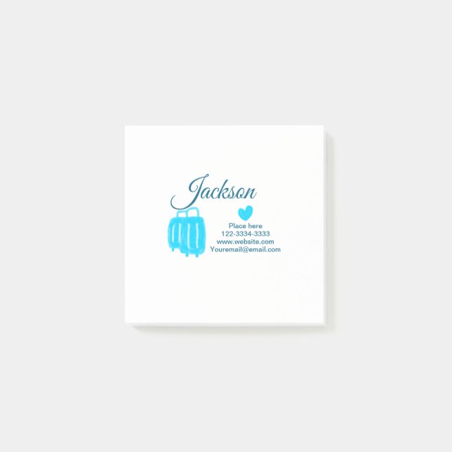 Simple minimal add your name text place city phone post-it notes (Front)