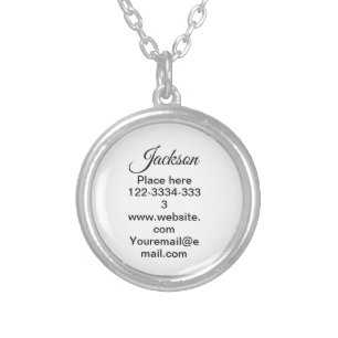 Simple minimal add your name text place city phone silver plated necklace