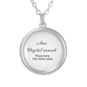 Simple minimal add your name text place city phone silver plated necklace