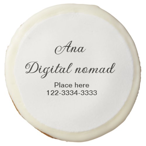 Simple minimal add your name text place city phone sugar cookie