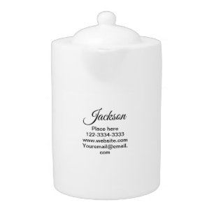 Simple minimal add your name text place city phone teapot