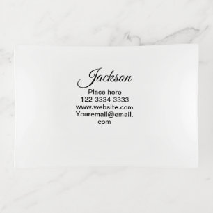 Simple minimal add your name text place city phone trinket tray