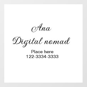 Simple minimal add your name text place city phone wall decal