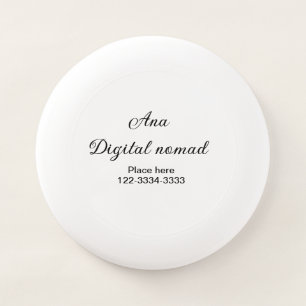Simple minimal add your name text place city phone Wham-O frisbee
