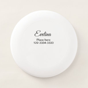 Simple minimal add your name text place city phone Wham-O frisbee