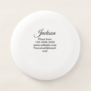 Simple minimal add your name text place city phone Wham-O frisbee