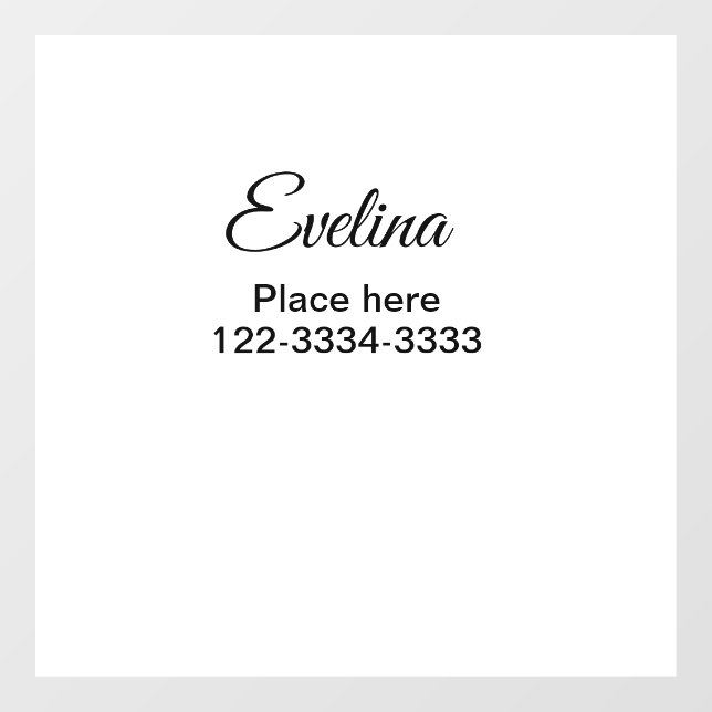 Simple minimal add your name text place city phone window cling (Sheet)