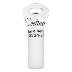Simple minimal add your name text place city phone wine bag