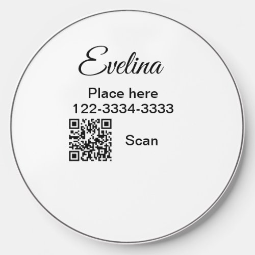Simple minimal add your name text place city phone wireless charger 