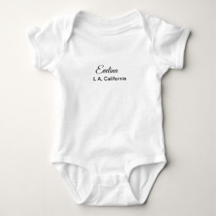 Simple minimal add your name text place city pink baby bodysuit