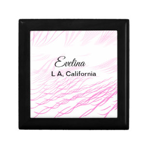 Simple minimal add your name text place city pink gift box
