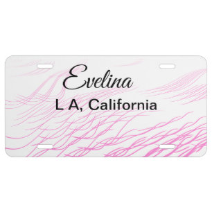 Simple minimal add your name text place city pink license plate