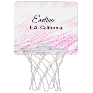 Simple minimal add your name text place city pink mini basketball hoop