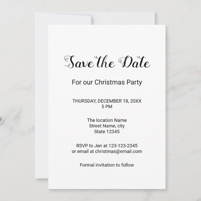 simple minimal add your name text save the date (Front)