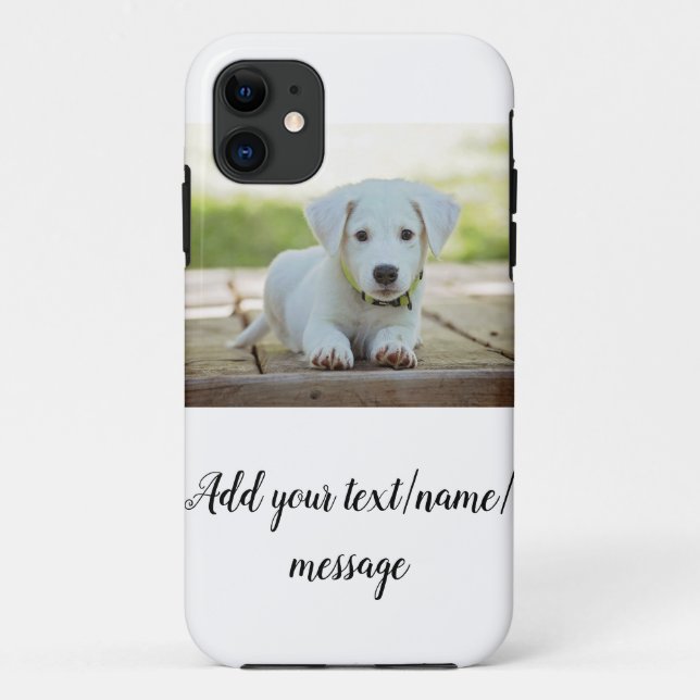 simple minimal add your pet photo name collage   Case-Mate iPhone case (Back)