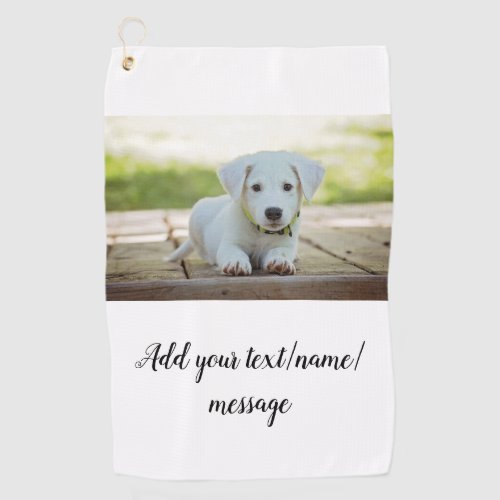 simple minimal add your pet photo name collage   golf towel