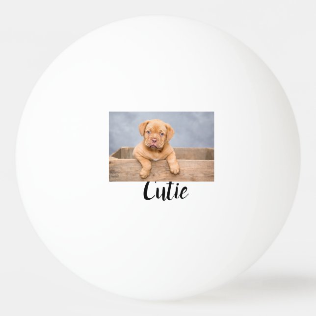 simple minimal add your pet photo name custom    ping pong ball (Front)