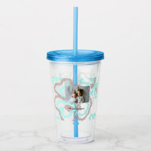 simple minimal ADD YOUR PHOTO TEXT blue glitter Th Acrylic Tumbler
